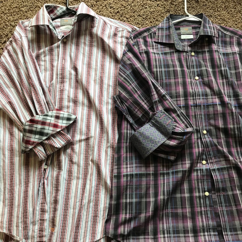🎉 EUC lot of 2 men’s Thomas Dean shirts